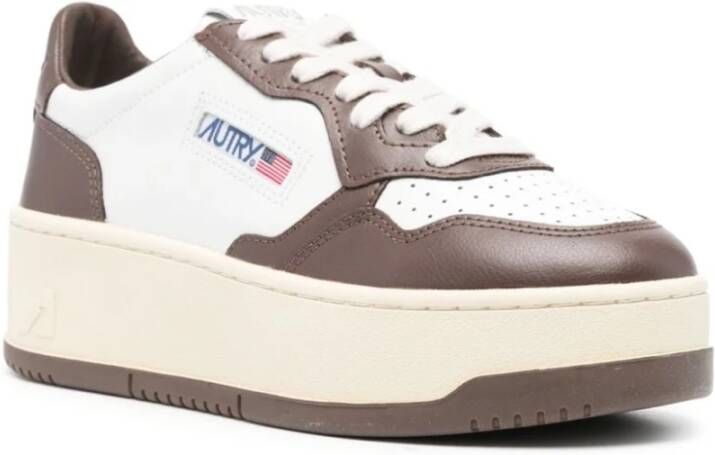 Autry Witte Leren Platform Sneakers Brown Dames