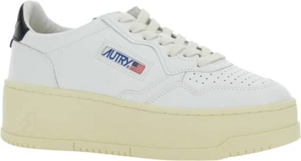 Autry Witte Leren Platform Sneakers Vrouw White Dames