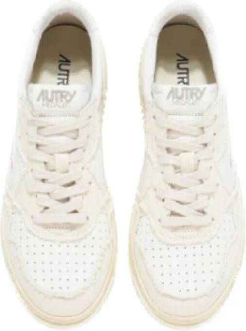 Autry Witte leren sneakers met beige stof Multicolor Heren