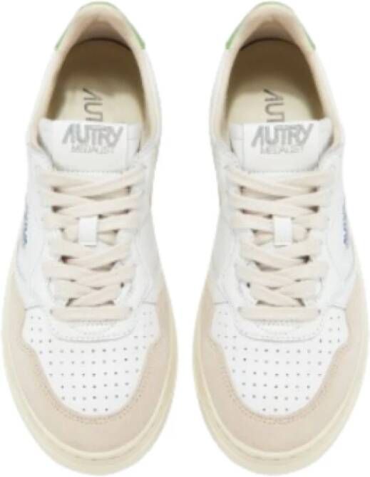 Autry Witte leren sneakers met beige suède Multicolor Heren