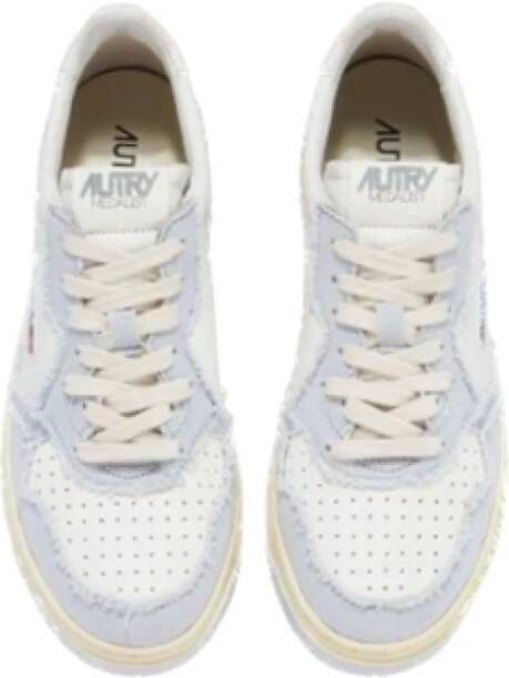 Autry Witte leren sneakers met blauwe stof Multicolor Heren