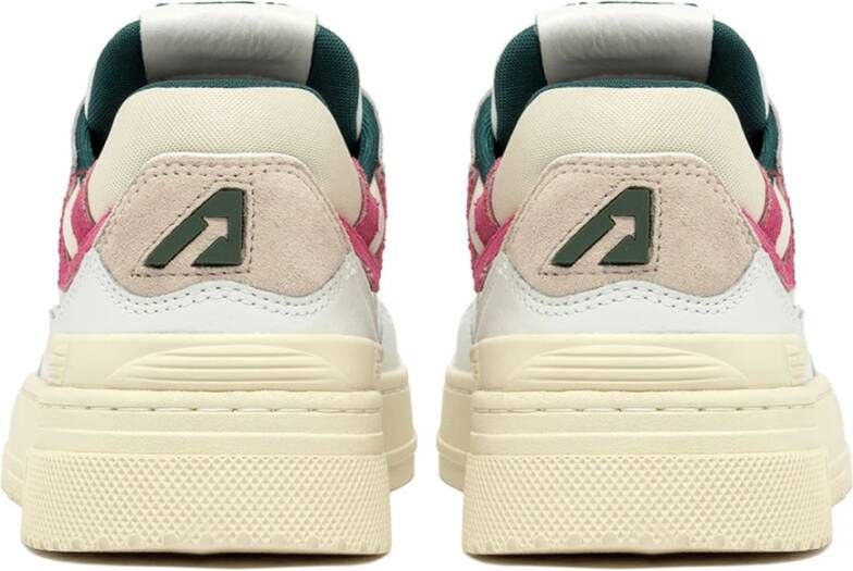 Autry Witte Leren Sneakers met Fuchsia Inzetstukken