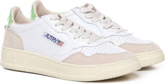 Autry Witte Leren Sneakers met Groene Hiel Multicolor Dames