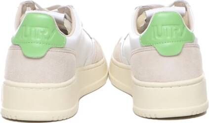 Autry Witte Leren Sneakers met Groene Hiel Multicolor Dames