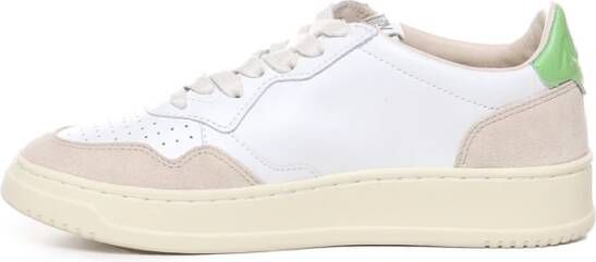 Autry Witte Leren Sneakers met Groene Hiel Multicolor Dames