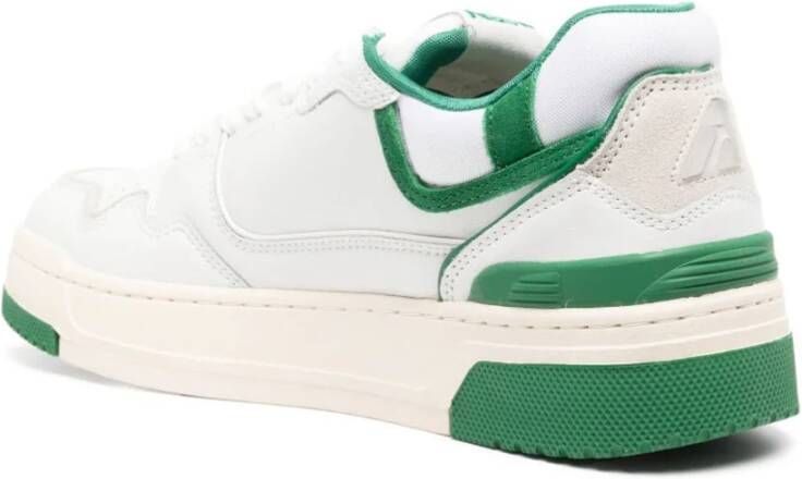 Autry Witte Leren Sneakers met Groene Suède Inzetstukken Wit Heren