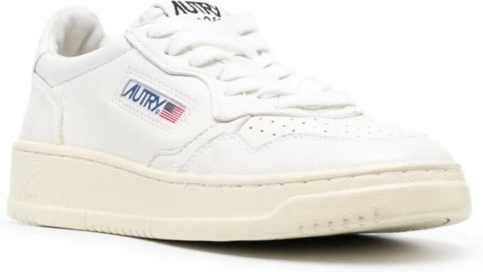 Autry Witte Leren Sneakers met Logo Detail Wit Dames