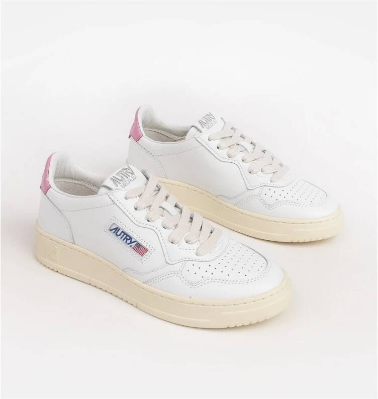 Autry Witte Leren Sneakers met Roze Details White Dames