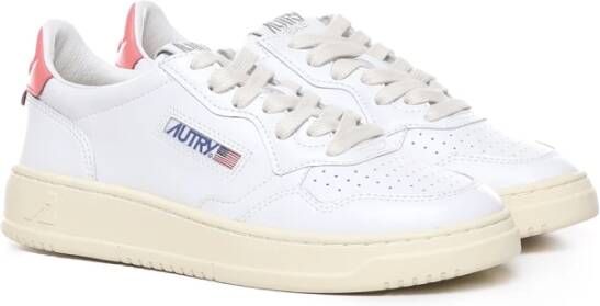 Autry Witte Leren Sneakers met Roze Hiel White Dames