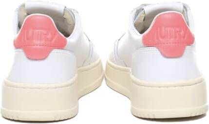 Autry Witte Leren Sneakers met Roze Hiel White Dames