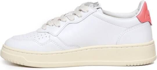 Autry Witte Leren Sneakers met Roze Hiel White Dames