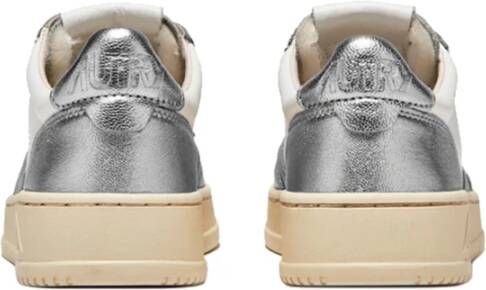 Autry Witte Leren Sneakers met Zilveren Accenten Multicolor Dames