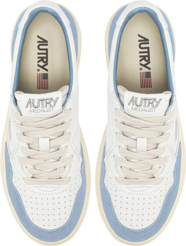 Autry Witte Leren Sneakers Vintage Stijl Blue Unisex