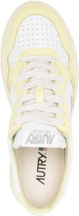 Autry Witte Medalist Sneakers met Gele Rand Multicolor Dames