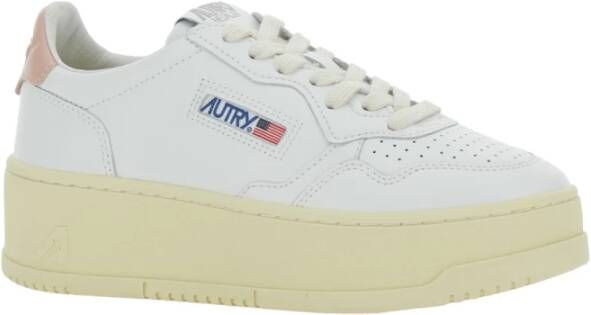 Autry Witte Platform Leren Sneakers Vrouw White Dames