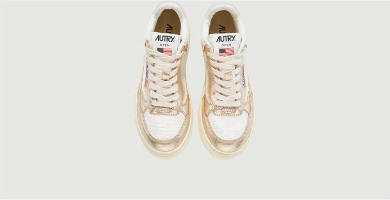 Autry Witte Platine Open Mid Sneakers Pink Dames