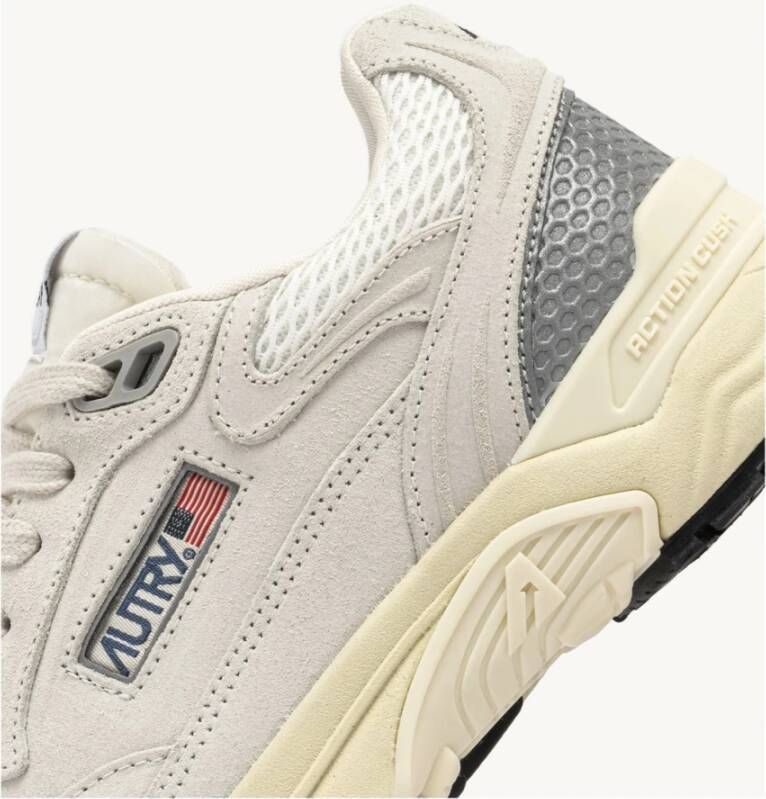 Autry Witte Sneakers met Mesh en Suède