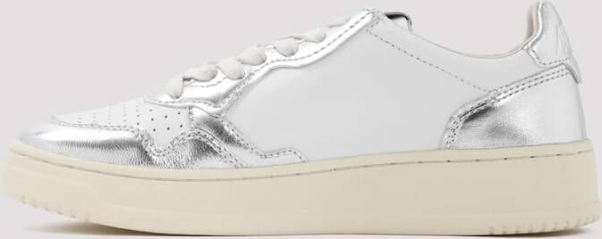 Autry Witte Zilveren Leren Sneakers White Dames