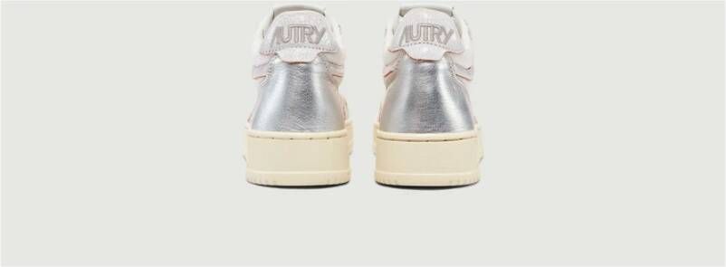 Autry Witte Zilveren Open Mid Sneakers Gray Dames