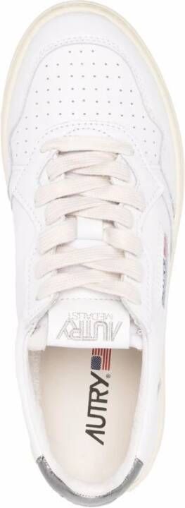 Autry "Witte Medalist Leren Sneakers" Sneakers Witte Zilveren Schoenen Witte Zilveren Dames Leren Sneakers White Multicolor Dames