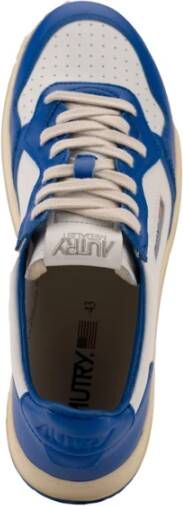 Autry Witte Blauwe Leren Lage Sneakers Multicolor Heren