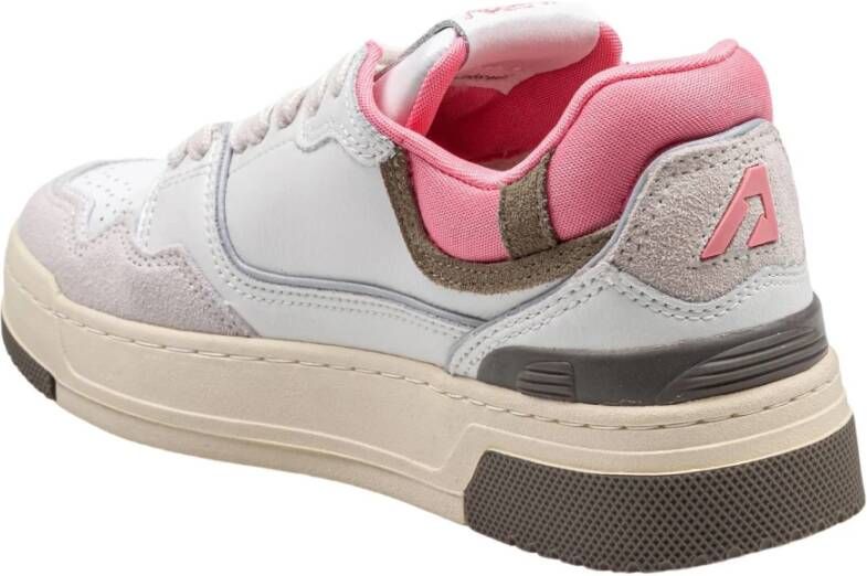 Autry Witte Geranium Sneakers met Suède en Mesh