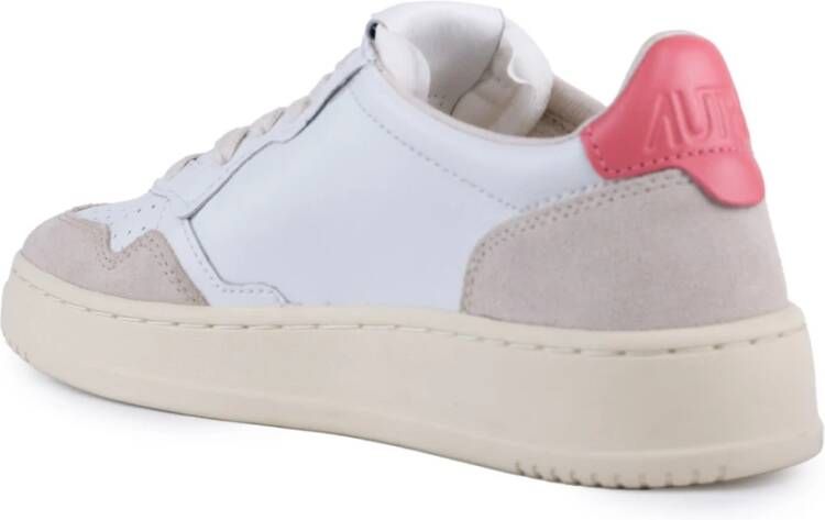 Autry Wit Thee Roze Leren Sneakers White Dames