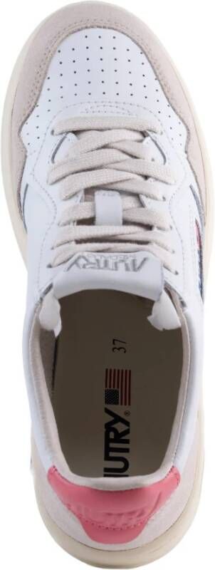 Autry Wit Thee Roze Leren Sneakers White Dames