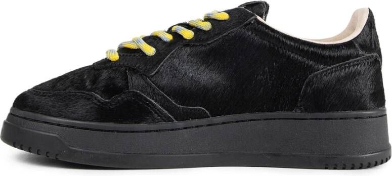 Autry Zwarte Kalfshaar Vetersluiting Sneakers