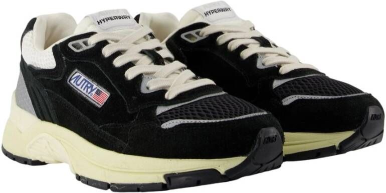 Autry Zwarte Leren Sneakers Hyperway Stijl