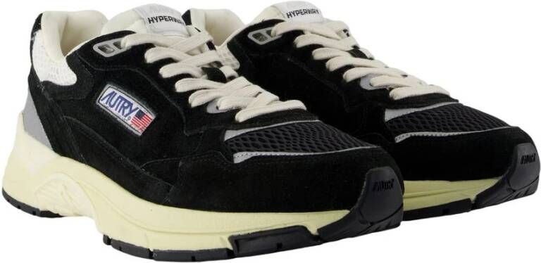 Autry Zwarte Leren Sneakers Hyperway Stijl