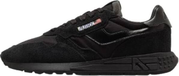 Autry Zwarte Leren Sneakers met Suède Inzetstukken