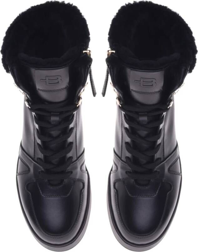 Baldinini Ankle boots in black leather and sheepskin Black Dames