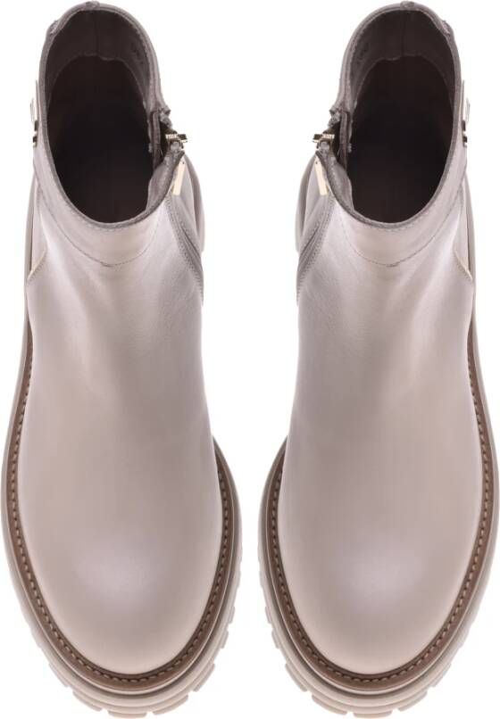 Baldinini Beige and platinum calfskin ankle boots Beige Dames