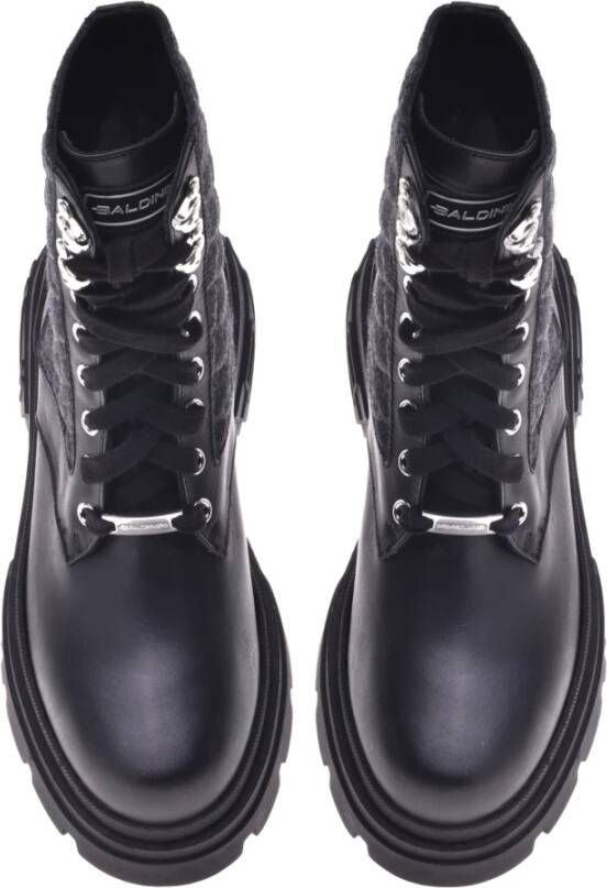 Baldinini Black and grey calfskin and fabric ankle boot Zwart Dames