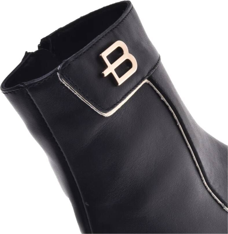 Baldinini Black and platinum calfskin ankle boots Zwart Dames