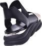 Baldinini Black calfskin and platinum patent leather sandals Zwart Dames - Thumbnail 5