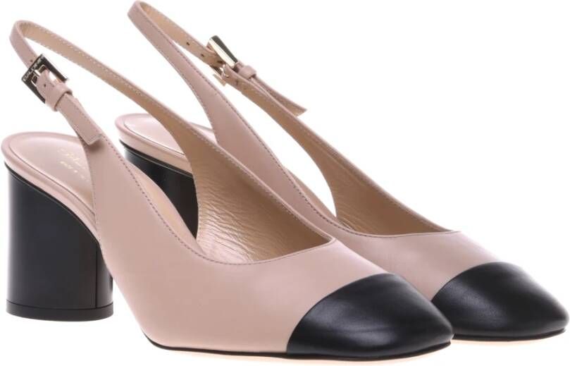 Baldinini Black leather and nude leather slingback Pink Dames