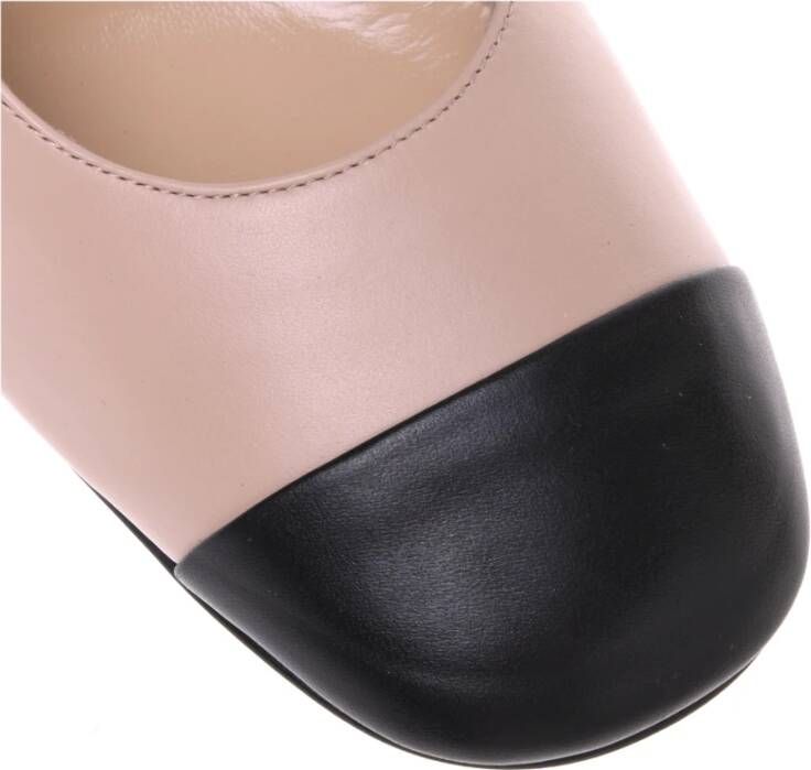 Baldinini Black leather and nude leather slingback Pink Dames