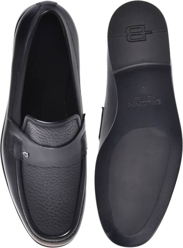 Baldinini Black leather and tumbled leather loafers
