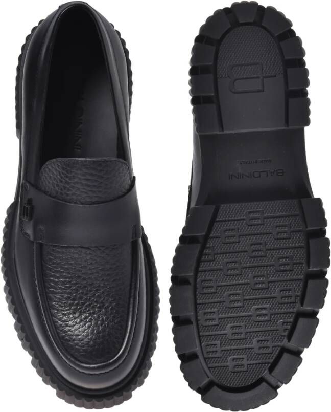 Baldinini Black leather and tumbled leather loafers