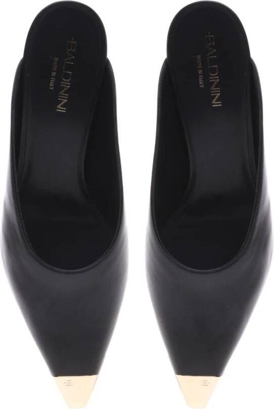 Baldinini Black leather sabot Black Dames