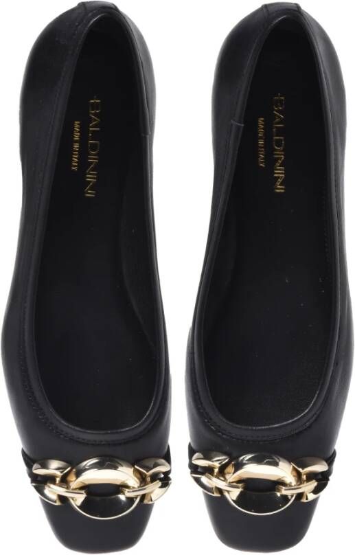Baldinini Black Nappa leather ballerina flats
