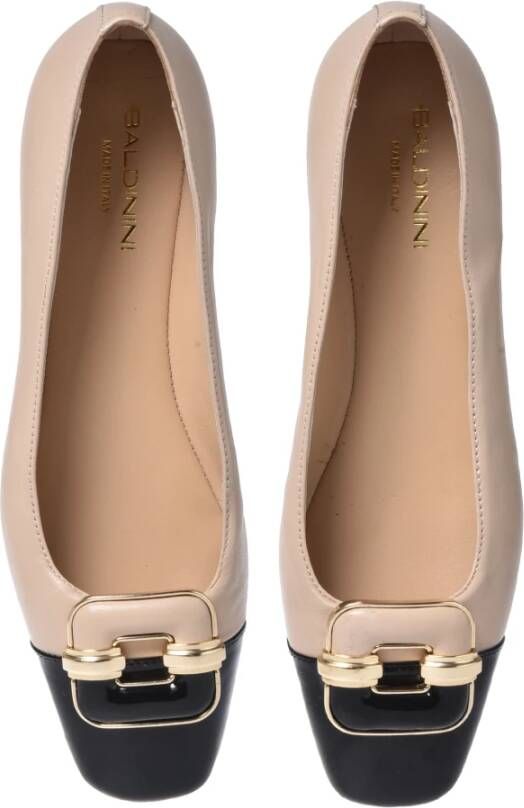 Baldinini Black patent leather and nude leather ballerina flats