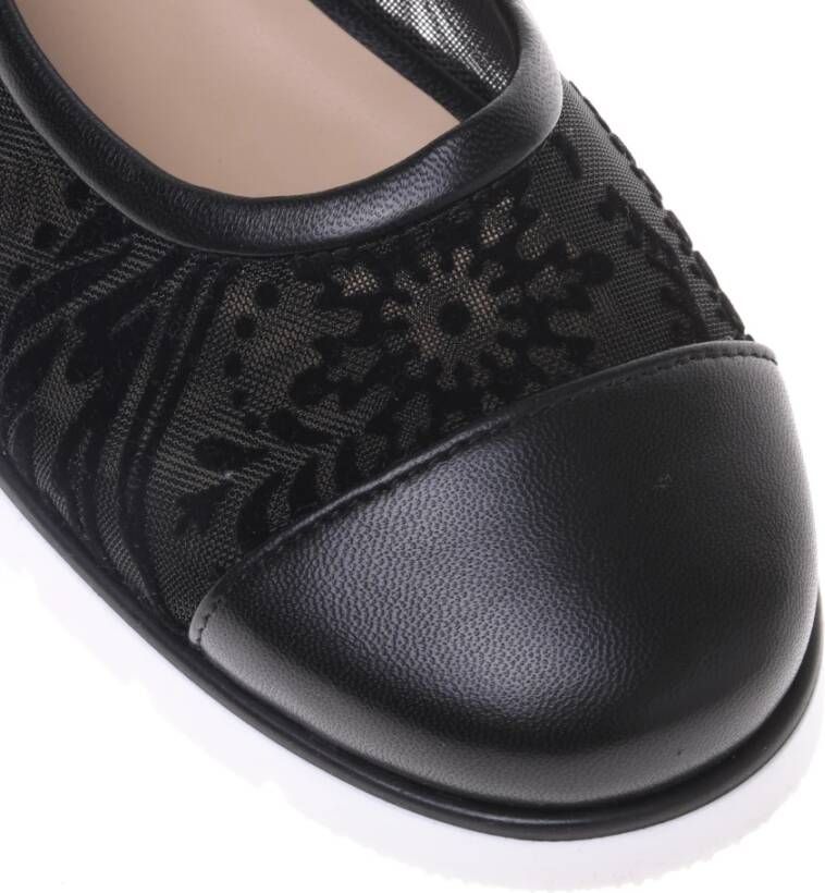 Baldinini Black petal mesh ballerina