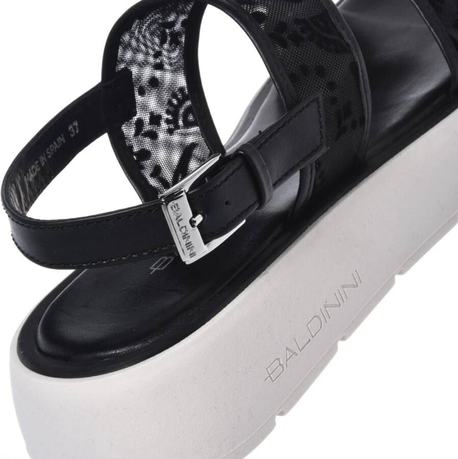 Baldinini Black petal mesh sandal