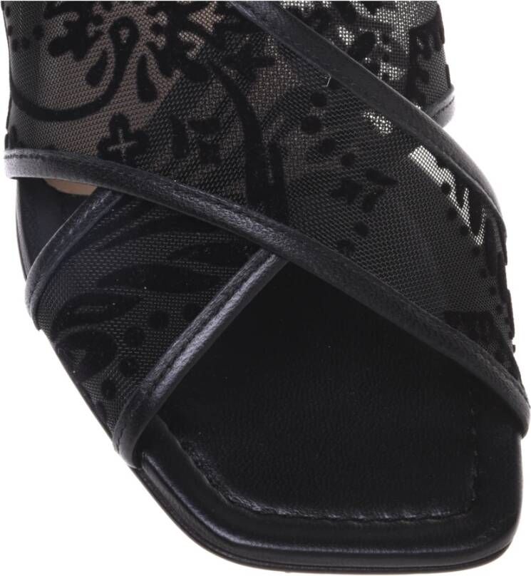 Baldinini Black petal mesh sandal