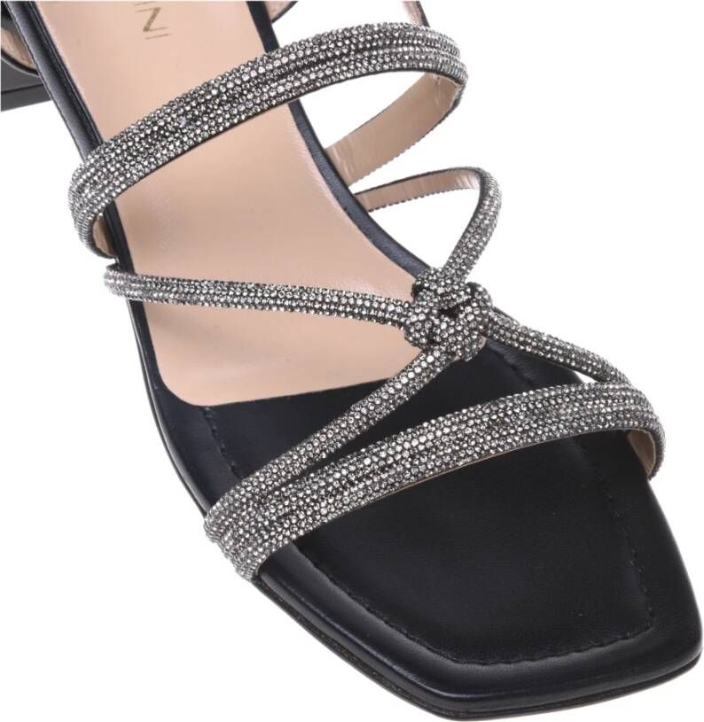 Baldinini Black rhinestone nappa sandal