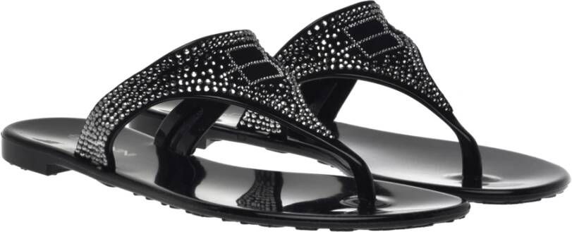 Baldinini Black rubber thong sandals Zwart Dames