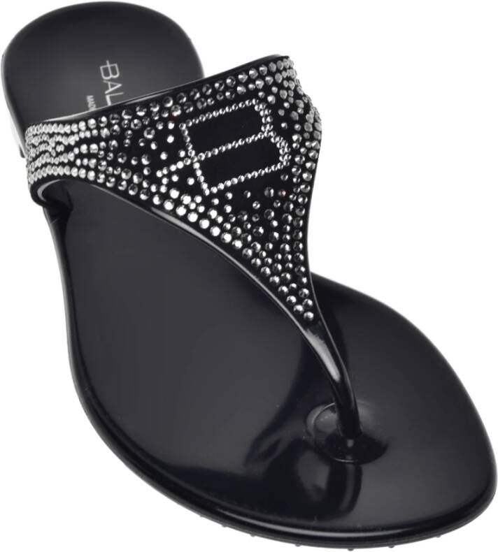 Baldinini Black rubber thong sandals Zwart Dames